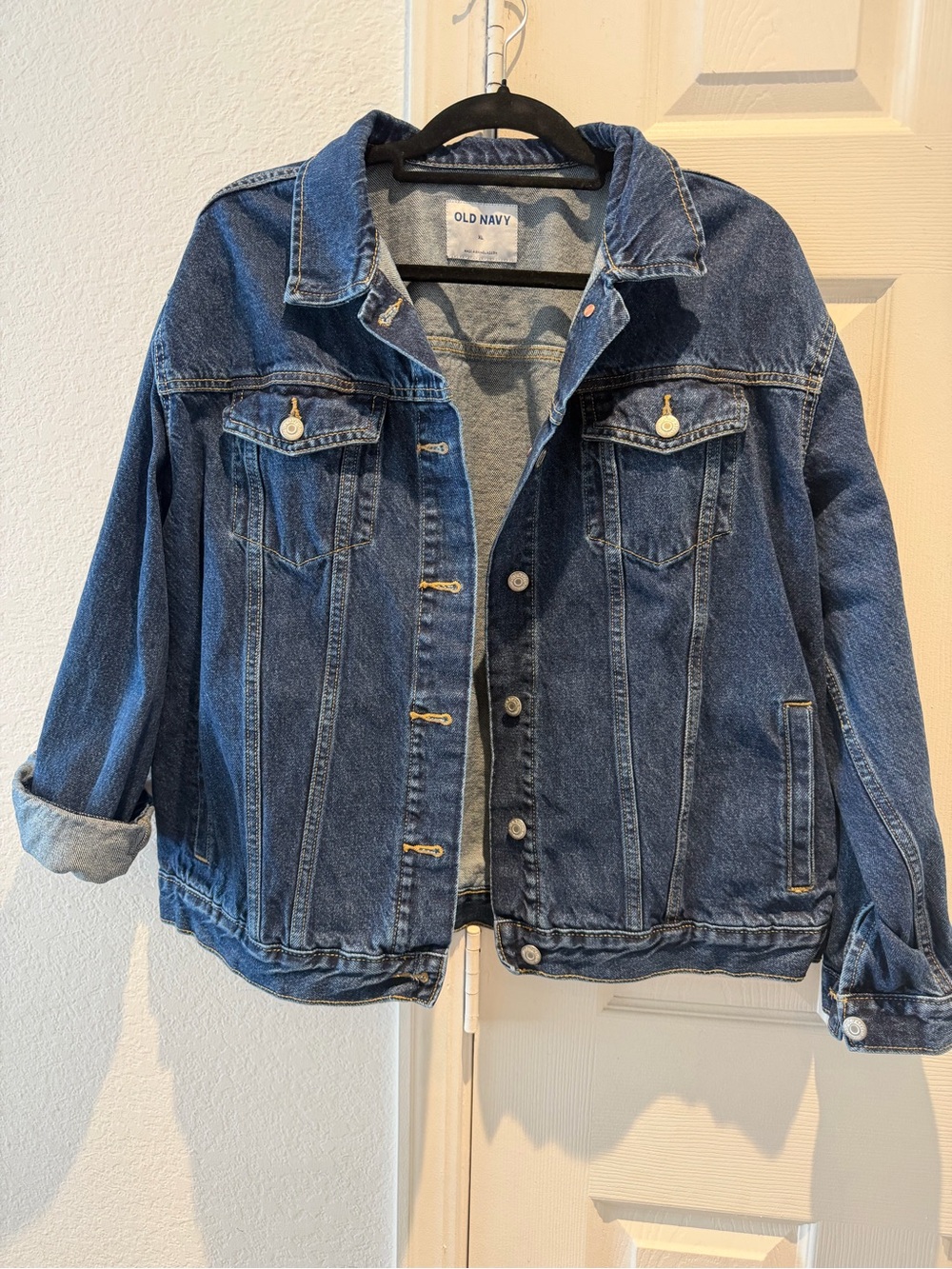 Old Navy Medium Blue Denim Jacket with Button Front